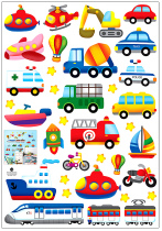 Track boy transport cartoon wall sticker Car train ship Childrens room sticker Kindergarten high-speed rail plane