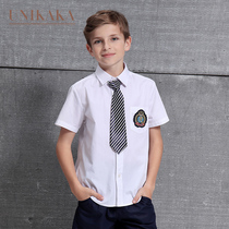 Summer boys Joker white shirt British Academy style short sleeve white shirt school uniform class uniform performance performance