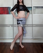 Autumn Winter New Lace Suit Classic Hollowed-out Black Lace With Flower Belly Leather Dance Suit Practice Suit