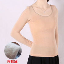 Autumn and winter flesh color dance clothing skin color bottoming shirt invisible tight underwear plus velvet padded dance clothing thermal underwear