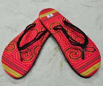 Thai handmade Miao embroidered sandals ethnic wind drag shoe style three black Flip-flops 37 female 3638 Xi Zhi 01