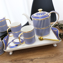 Nordic British European creative home ceramic tea set Afternoon tea cup set Coffee set with tea tray spoon