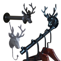 Retro wrought iron decorative hook Wall clothing display rack point hanging deer head wall antler clothes hat adhesive hook hook single hook