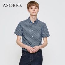 Asobio mens shirt men Cotton Fashion casual print lapel slim short sleeve shirt mens summer top