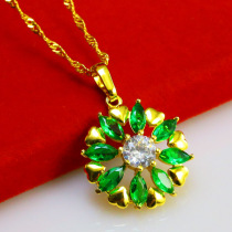 Gold necklace pendant female inlaid crystal G18K gold pendant pure gold wedding jewelry to send birthday gifts