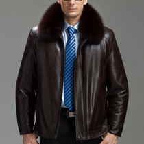 Winter clothing Haining leather leather clothing mens fox hair can be removed inner skin fur one fur thick mens coat