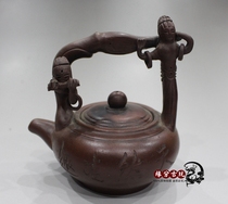Antique and antique masterpieces made all hand-made old purple sand pot lifting beam pot old purple sand teapot ornaments unique shape
