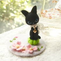 Black cat ornaments thousand cherry wool felt poke material bag handmade diy material bag cherisa kitten