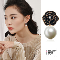 Small fragrant wind pearl ear clip without ear hole female stud earrings simple sex cold wind vintage earrings suitable for round face