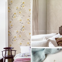Ai Jia non-woven American pastoral New Chinese big flower with leaves dark pattern wallpaper bedroom study wallpaper spot