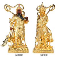 Buddhism God of Weitoda Bodhisattva pure copper gilt Buddha statue Taiwan Baohua Guan Gong ornaments Wei Tuo protector