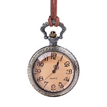 Bronze large relief lace tea color flap cover transparent cow belt pocket watch a generation of retro pocket watch