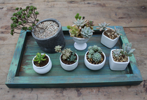 Foreign trade Export solid wood made of old color iron art Double ear rectangular cover Three pallets gardening containing photo props