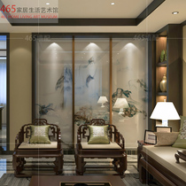 Clip silk glass Abstract freehand smoke ink clip silk glass screen partition Art glass partition Clip silk glass