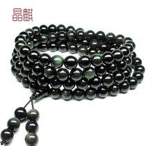 (Green Eye) Kaiyun Obsidian Bracelet Mens and Womens Stone Obsidian Multi-Circle Buddha Bead Handstring 0
