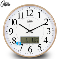 Kangba silent wall clock living room office bedroom modern perpetual calendar clock calendar wall table creative quartz clock