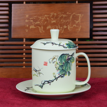 Xiangfeng ceramic teacup Blue and white cup with lid Filter teacup Large capacity General cup Business gift