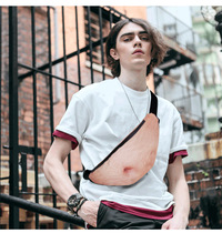 Trend one shoulder crossbody spoof belly fanny pack Big belly leather fanny pack beer belly fanny pack dad bag belly bag