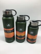 Russia's new vacuum outdoor 304 double stainless steel mug green white steel large capacity mug