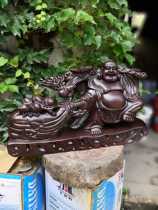 Ebony wood carving Maitreya Buddha statue ornaments solid wood send treasure Buddha Ruyi cloth bag laughing Buddha mahogany handicraft gift