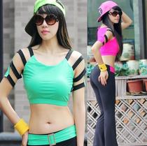 New Sports Short Sleeves Mid Pants Suit JennyQ Fitness Wear Bodysuit Yoga Jump Drills Belly Dance