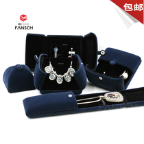 Dark blue creative double open snap jewelry box Proposal ring box Pair ring box Pendant drop earrings dual-use bracelet box