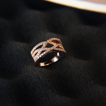 European and American fashion delicately retro twisted hollowed-out Roman crystal ring emulation diamond ring forefinger ring lovers to the ring