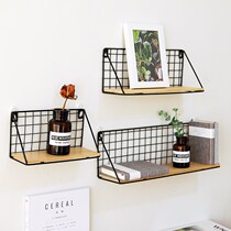 Creative Wall Shelf Day Style Wall Iron Art Wall-mounted Basket Containing Basket Free punching hanging rack partition