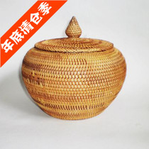 Vietnam imported rattan woven Puer tea packaging box Handmade autumn rattan woven bamboo basket Bamboo basket tea storage tank