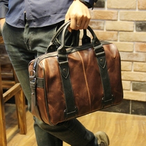 Mens handbag Shoulder bag Crazy Horse leather crossbody Korean version of the trend casual retro work bag briefcase office