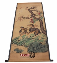 Antique Zhongtang antique calligraphy and painting Zhongtang painting Chinese painting living room hanging painting landscape painting Shi Tao two deer picture has been mounted