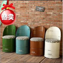 American retro bar chair oil drum stool paint bucket stool paint bucket bar stool round tin bar stool storage stool