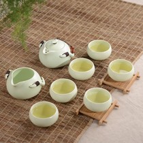Dingyao Tea Set Ru Kiln Tea Set Whole Kung Fu Tea Set Ceramic Pot Penguin Snowflake Glaze Tea Set