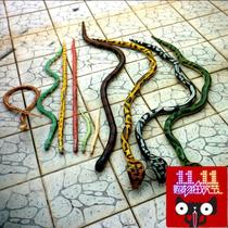 Solid Wood full length childrens toy snake horror Zodiac simulation snake animal model fake soft snake whole person manger snake