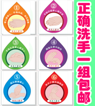 Hand washing steps 6 steps 7 steps correct standard hand washing method wall stickers kindergarten managed hand washing flow chart