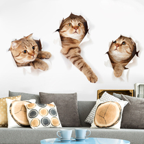 Cat sticker living room 3D three-dimensional wall sticker bedroom dormitory personality creative poster literary wall layout wallpaper self-adhesive