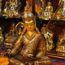 Tibetan Buddhism Nepal copper hand-carved lotus master Buddha statue red copper gilt statue