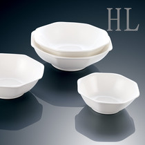 New promotional hotel tableware magnesium white porcelain Japanese and Korean ceramic rice bowl wonton ramen bowl soup bowl octagonal bowl
