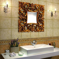 Hollow carved three-dimensional PU mirror frame Bathroom mirror Bedroom makeup mirror Bathroom mirror Table plate mirror Vintage gold