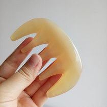 Famous corner Craftsman color excellent head five-tooth meridian massage comb Yellow Horn white sheep horn comb