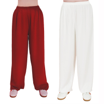 Spring-autumn cotton plus silk Tai Chi pants for men and women in Tai Chi style trousers lamp cage pants for old age practice Fitness pants