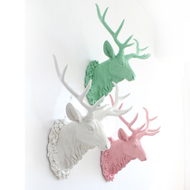 European simple modern deer head creative simulation three-dimensional resin macaron animal head Restaurant home study wall hanging