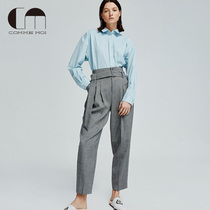 COMME MOI Luyan designer wool autumn winter trousers retro advanced gray waist leisure cone pants