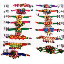 Direct sales of ethnic wind cloth bracelet 75 Lijiang fabric embroidery bracelet bells small flowers jewelry hand ornaments single
