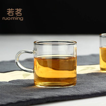 Ruoming THICKENED HANDMADE heat-resistant GLASS TEA CUP KUNG FU TEA SET FLOWER TEA CUP WITH STRAIGHT BEAUTY CUP 100ML