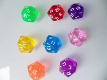 20-sided digital dice teaching aids Multi-sided transparent sieve table game Dungeons & Dragons twenty-sided color table game
