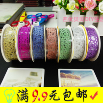 New hollowed-out lace DIY handmade paste decorated shiny gold pink lace adhesive tape lace tape with stickiness