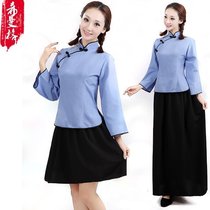 Republic of China student dress Female May Fourth youth dress Cotton Republic of China period costume clothing School uniform Graduation dress Photo tunic