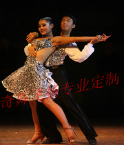 High-end professional showcase suit sequins Latin dance skirt customization