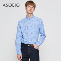 asobio mens long sleeve shirt mens fashion casual slim cotton print square collar long sleeve spring new products